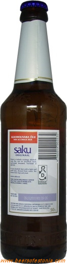 Saku Brewery - Saku Originaal Alkoholivaba - back